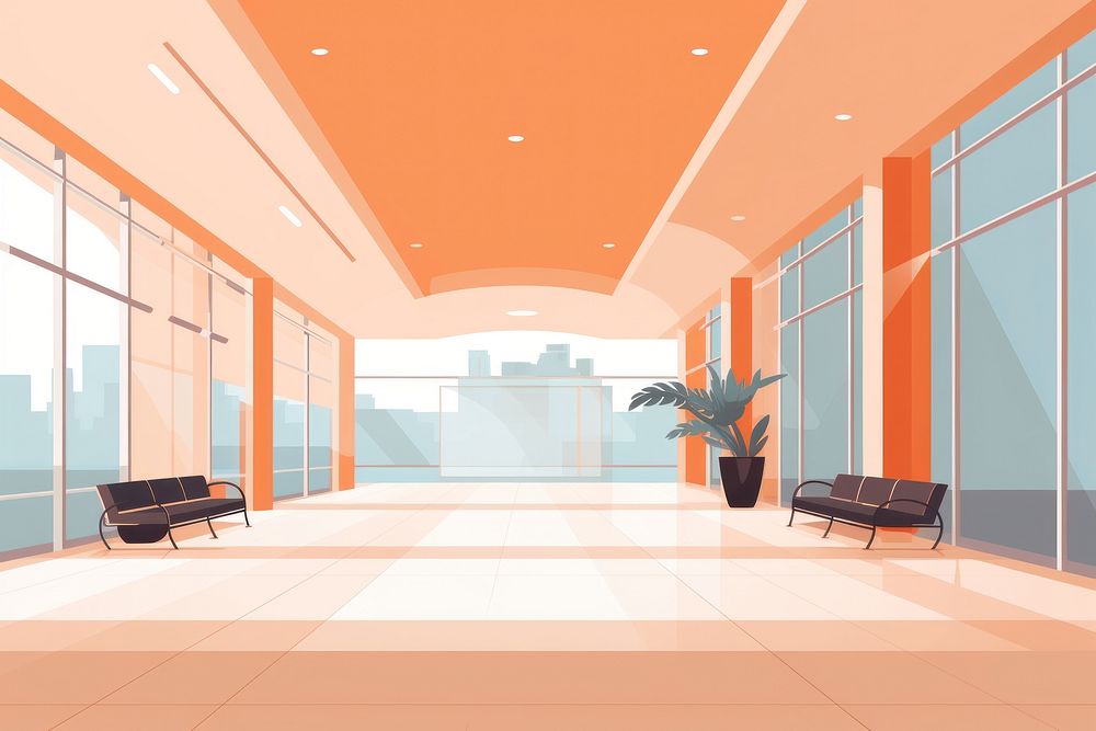 Mall architecture corridor building. AI generated Image by rawpixel.
