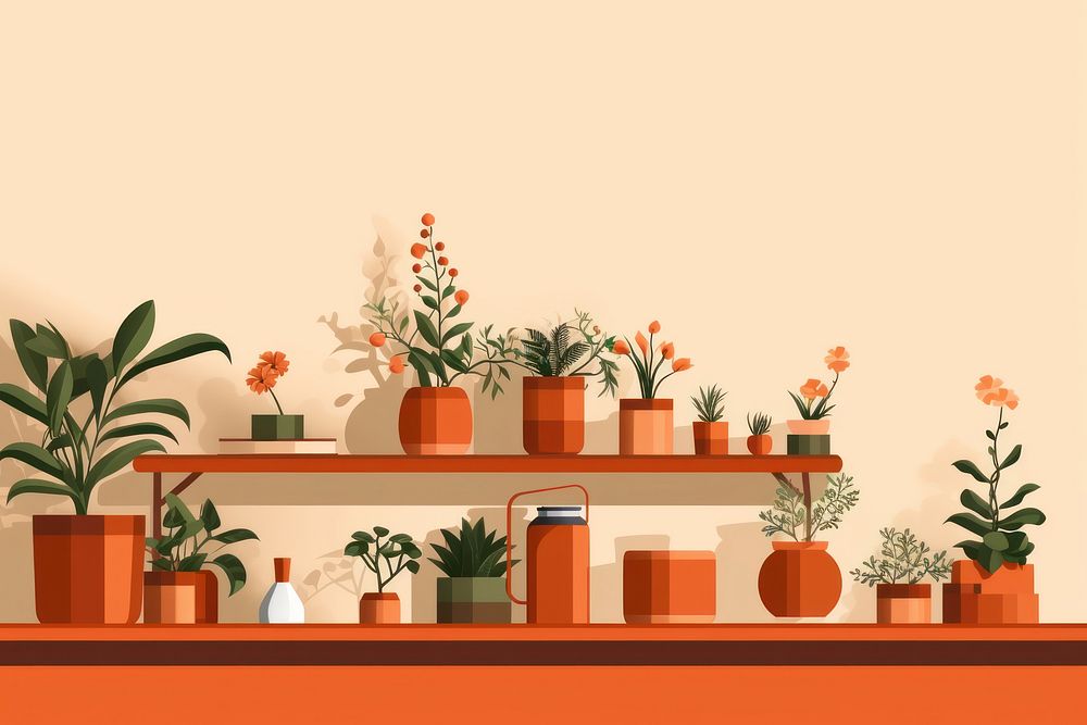 Gardening gardening flower shelf. AI generated Image by rawpixel.