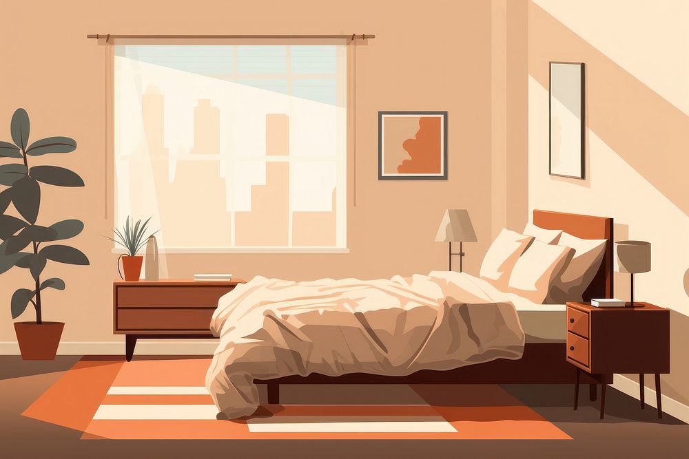 Bed room furniture bedroom architecture. AI generated Image by rawpixel.