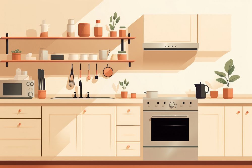 Kitchen appliance furniture microwave. AI generated Image by rawpixel.