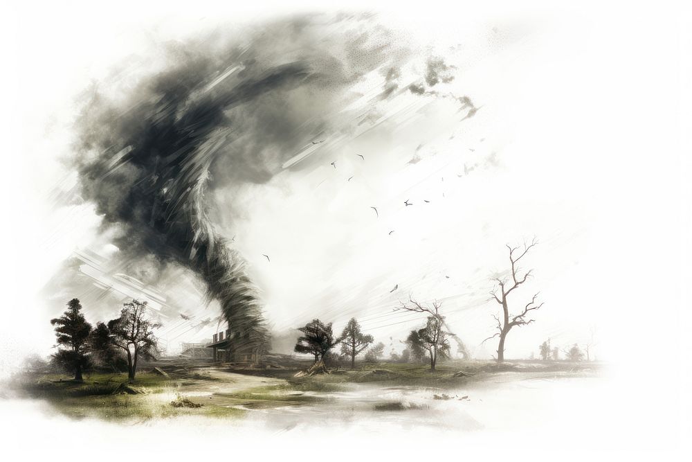 Tornado strom outdoors drawing nature. AI generated Image by rawpixel.