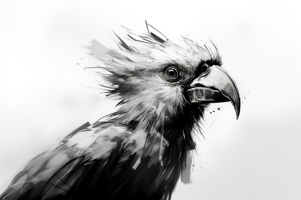 Tropical bird animal beak monochrome. AI generated Image by rawpixel.
