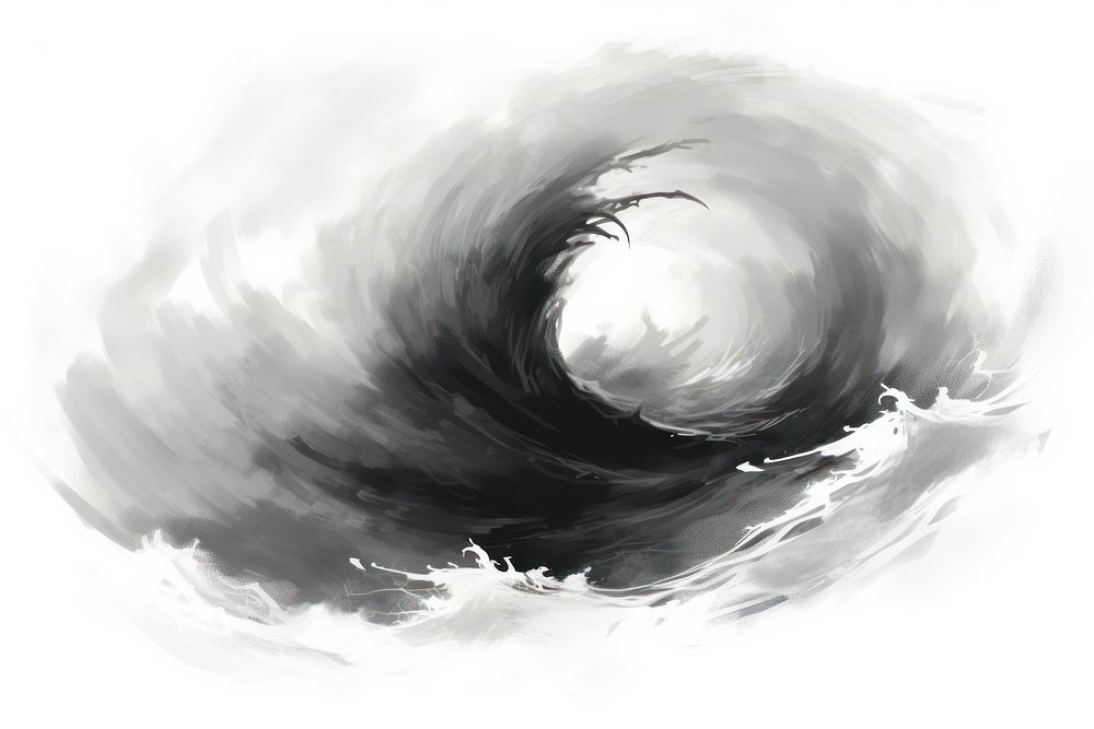 Typhoon icon drawing monochrome abstract. AI generated Image by rawpixel.
