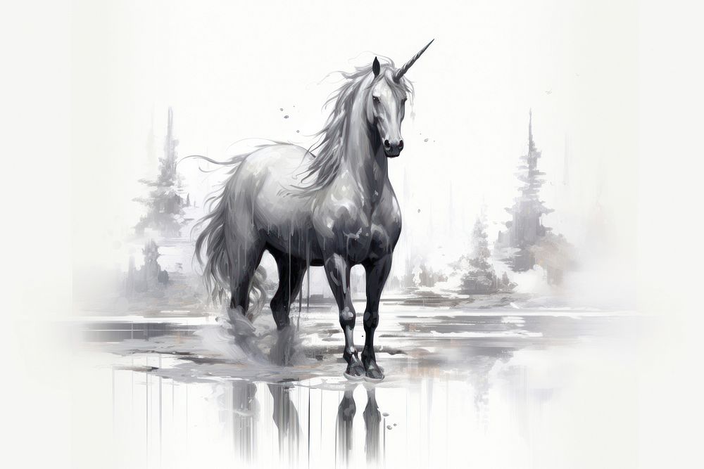 Unicorn stallion drawing animal. 