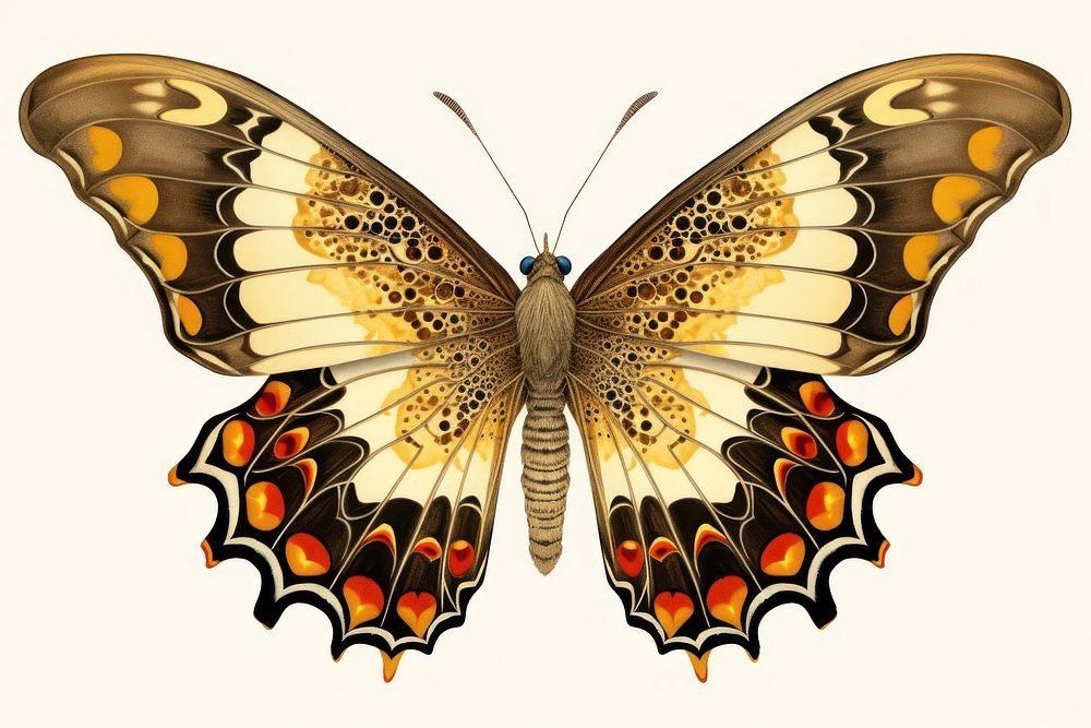 Vintage butterfly animal insect white background. AI generated Image by rawpixel.