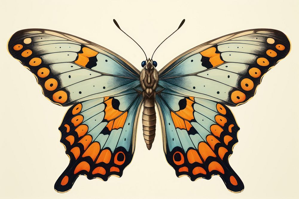 Vintage butterfly animal insect magnification. AI generated Image by rawpixel.