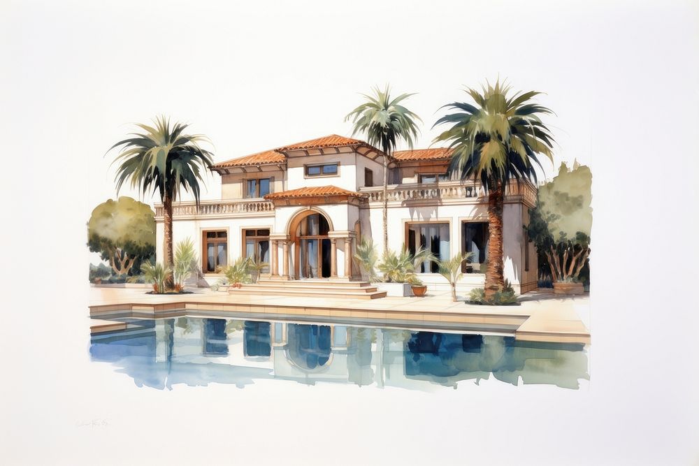 Villa villa architecture building. AI generated Image by rawpixel.