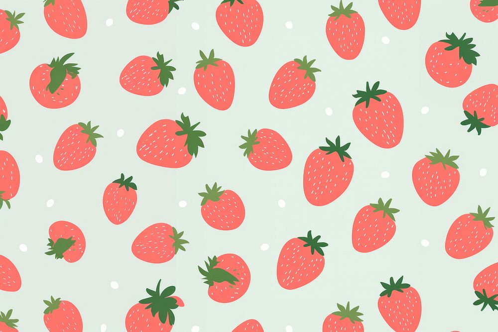 Wallpaper strawberry berries pattern. AI generated Image by rawpixel.