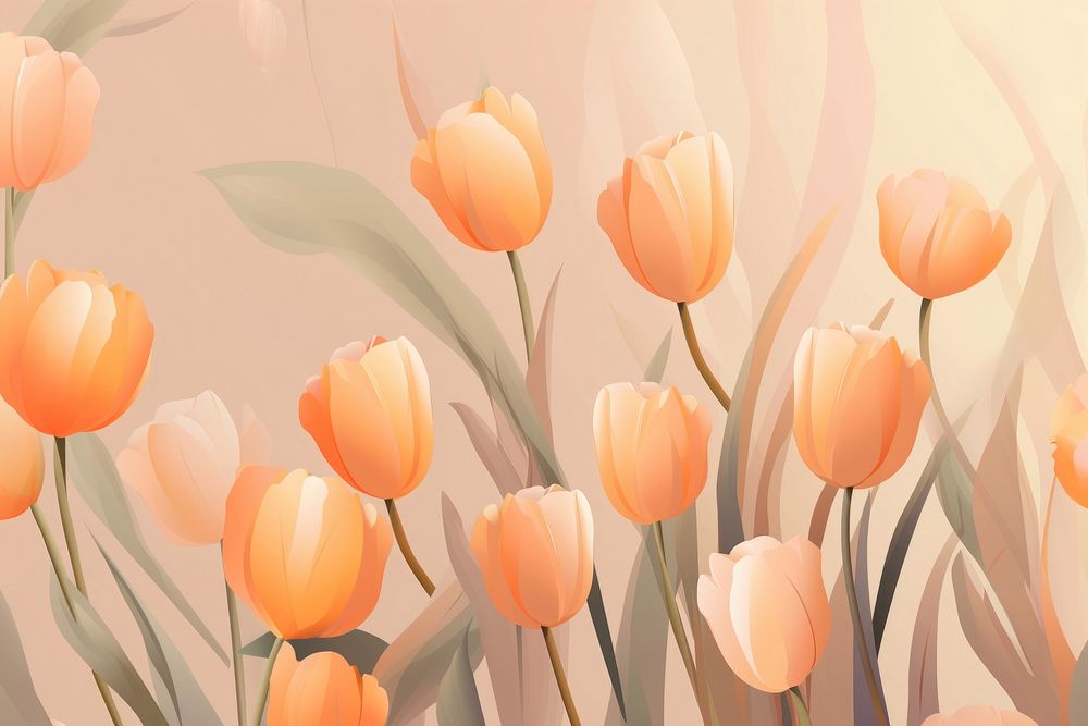 Wallpaper pattern tulip flower plant. AI generated Image by rawpixel.