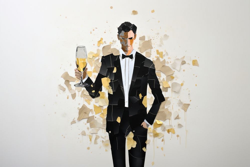 Champagne tuxedo adult glass. AI generated Image by rawpixel.