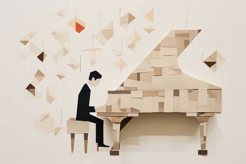 Man playing piano architecture paper adult. AI generated Image by rawpixel.