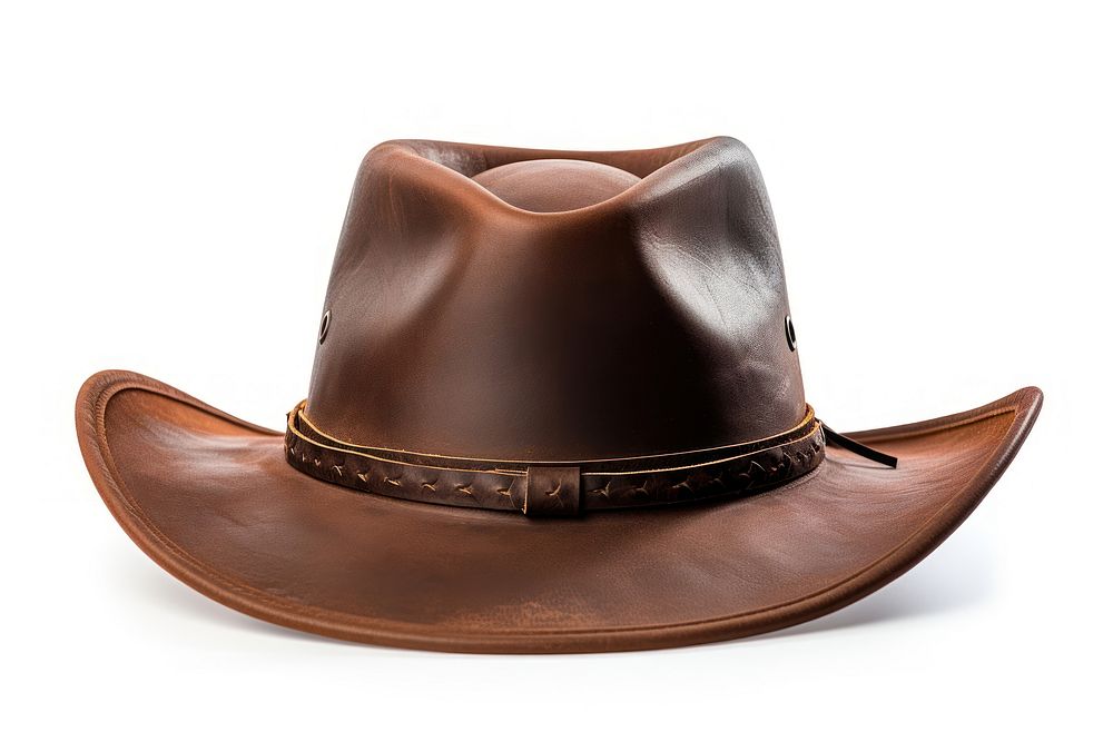 Cowboy hat leather brown white background. AI generated Image by rawpixel.