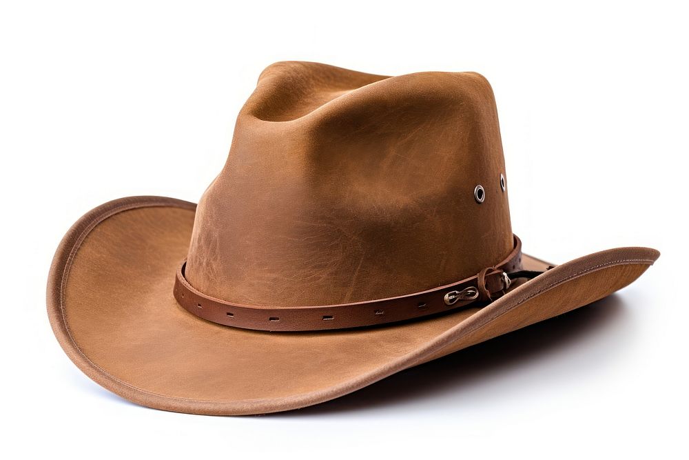Cowboy hat leather brown white background. AI generated Image by rawpixel.