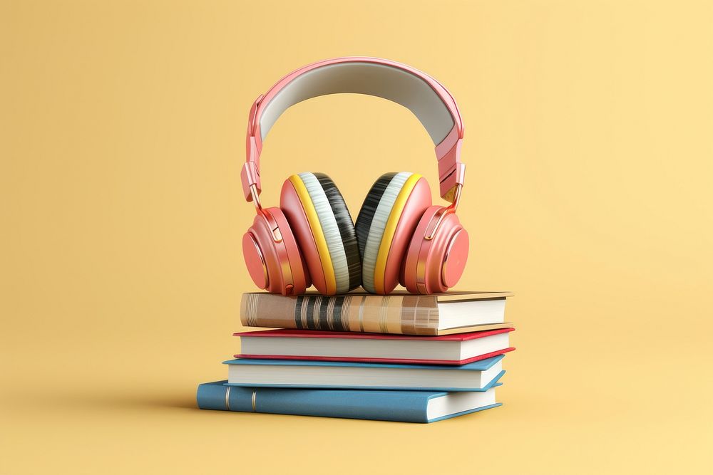 Headphones headset book intelligence. AI generated Image by rawpixel.