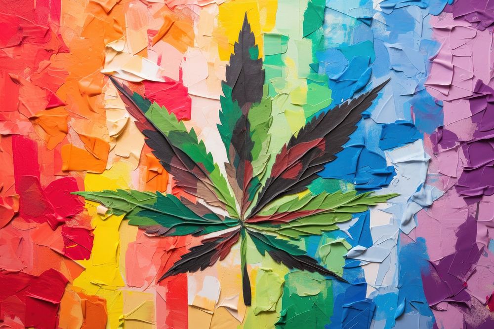 Cannabis art painting plant. AI generated Image by rawpixel.