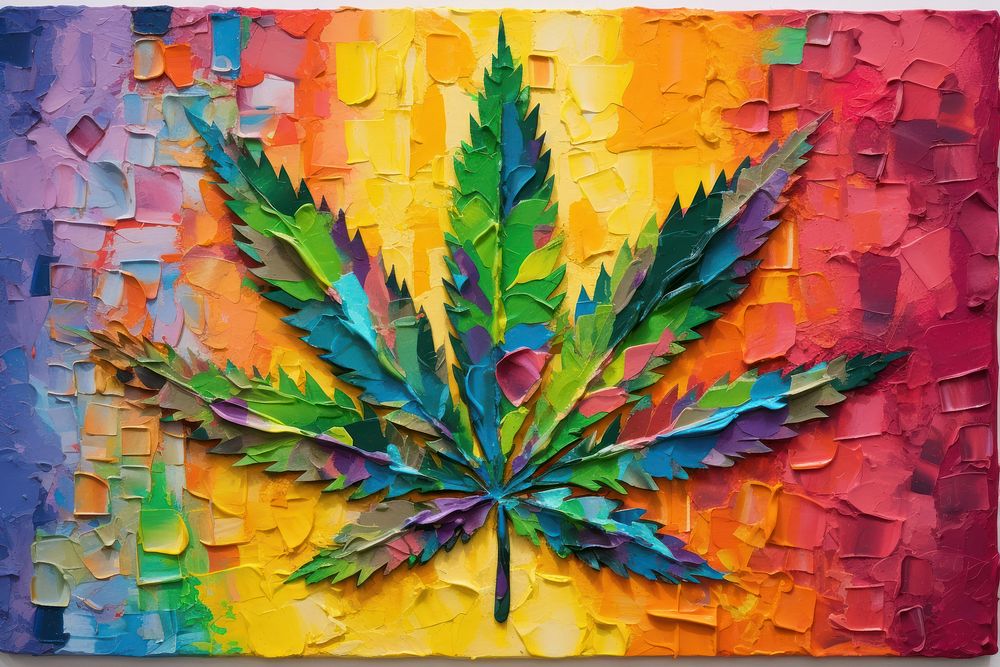 Cannabis art collage paint. AI generated Image by rawpixel.