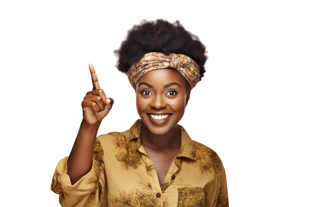African woman pointing portrait smile adult. AI generated Image by rawpixel.