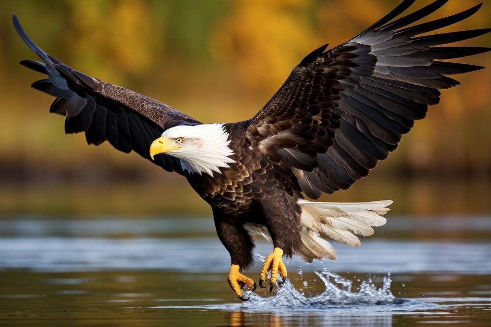 Eagle hunting fish animal flying bird. AI generated Image by rawpixel.