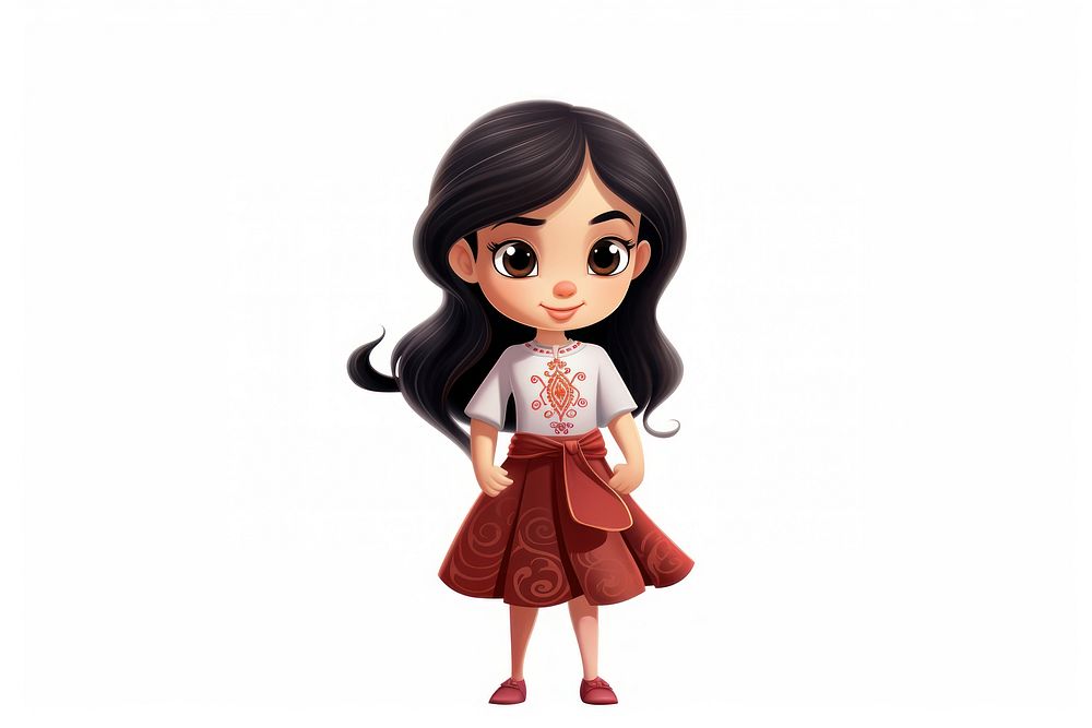 Asian girl cartoon doll toy white background. AI generated Image by rawpixel.