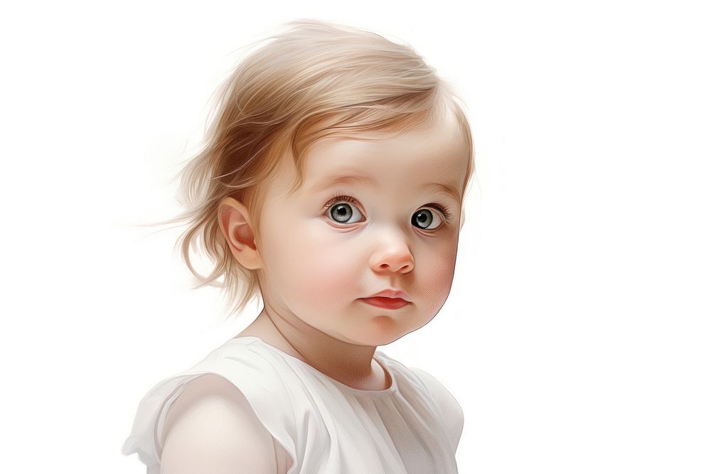 Baby girl portrait photo white background. AI generated Image by rawpixel.