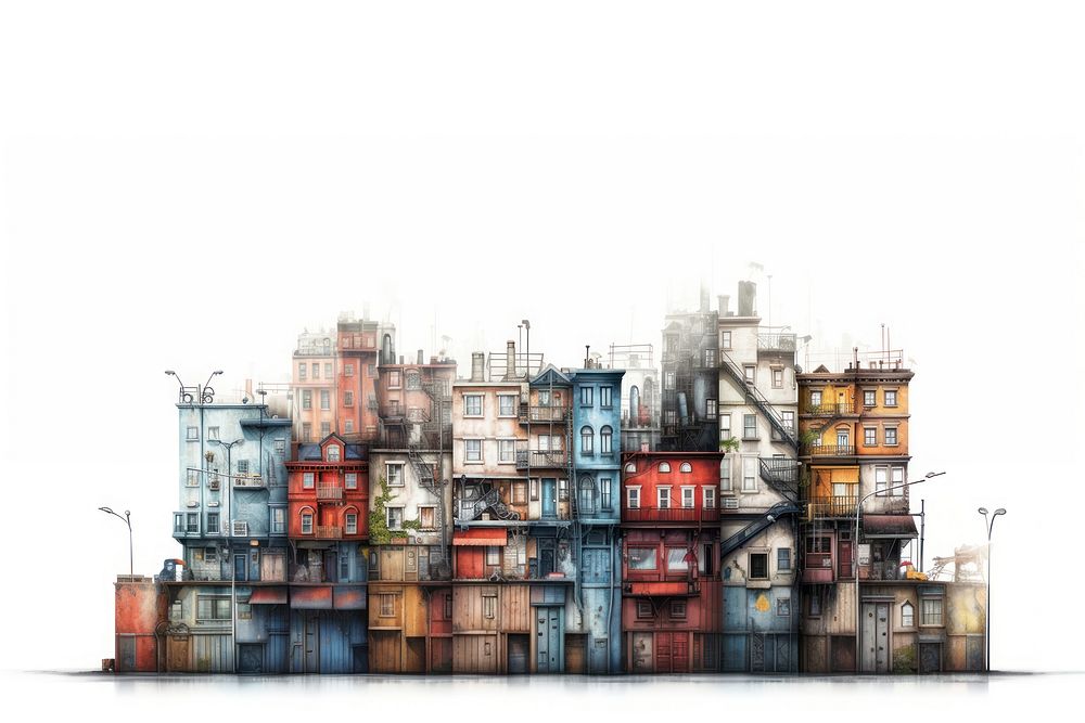 Buildings architecture white background neighbourhood. AI generated Image by rawpixel.