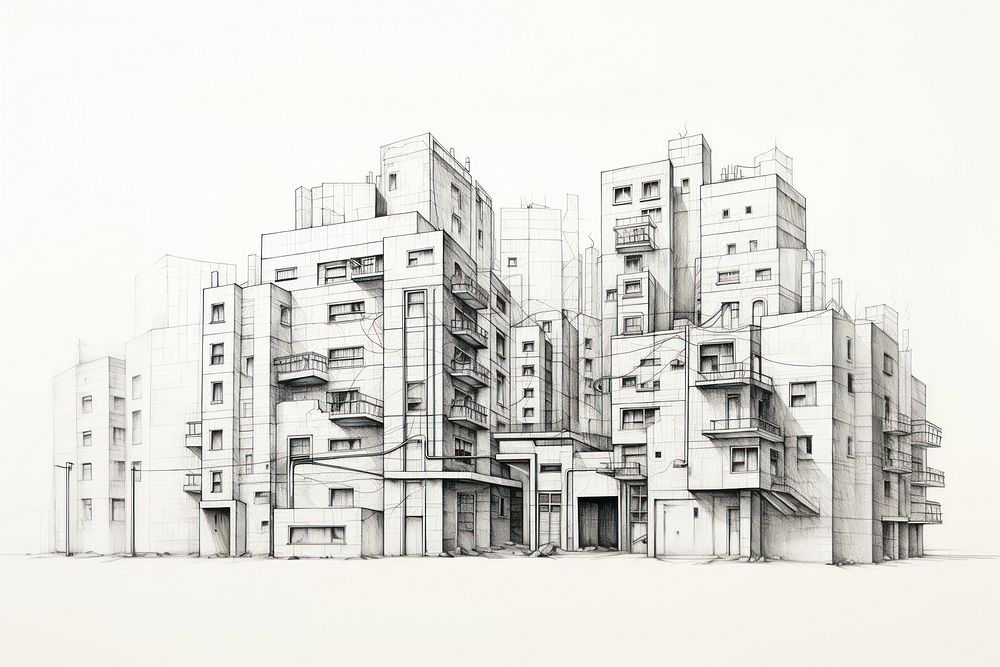 Buildings sketch drawing architecture. AI generated Image by rawpixel.