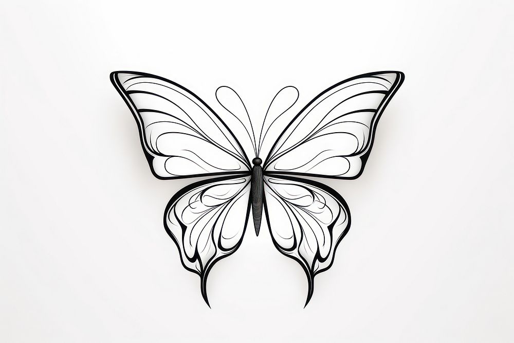 Butterfly drawing sketch white. AI | Free Photo Illustration - rawpixel