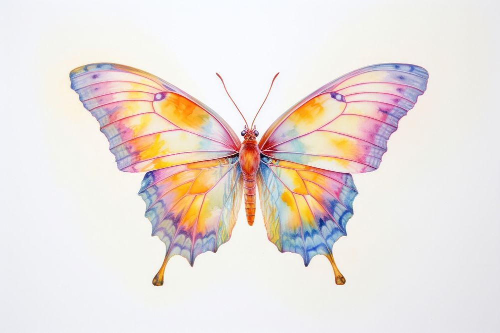 Butterfly drawing animal insect. AI generated Image by rawpixel.