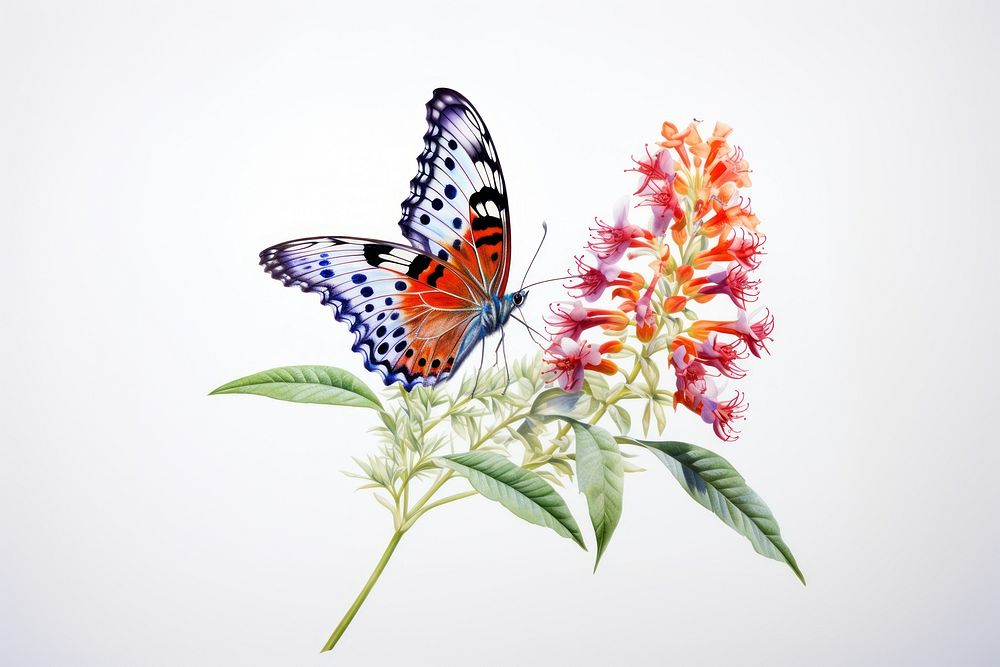Butterfly flower insect animal. AI generated Image by rawpixel.
