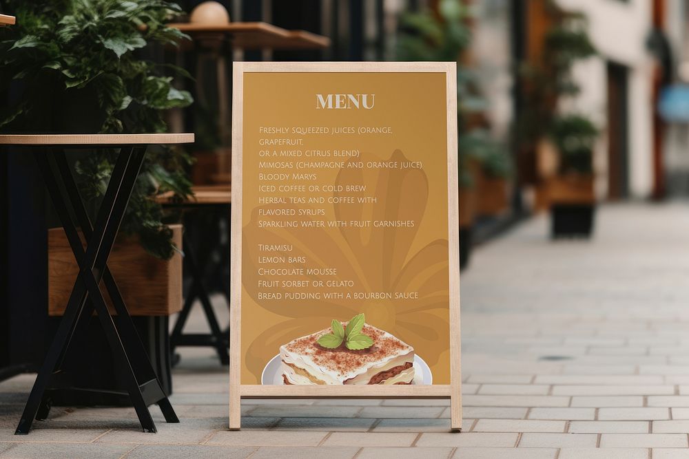 A-frame sign mockup, cafe & restaurant psd