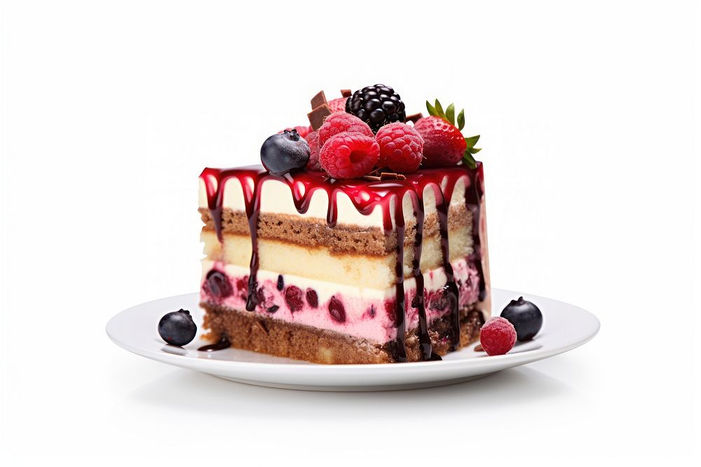 Cake raspberry blueberry dessert. AI generated Image by rawpixel.