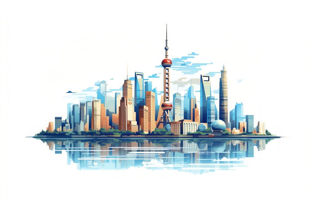 China city vector architecture metropolis cityscape. AI generated Image by rawpixel.