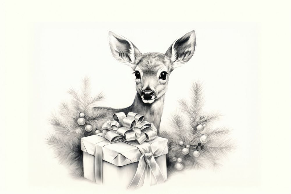 Christmas animal image drawing sketch mammal. AI generated Image by rawpixel.