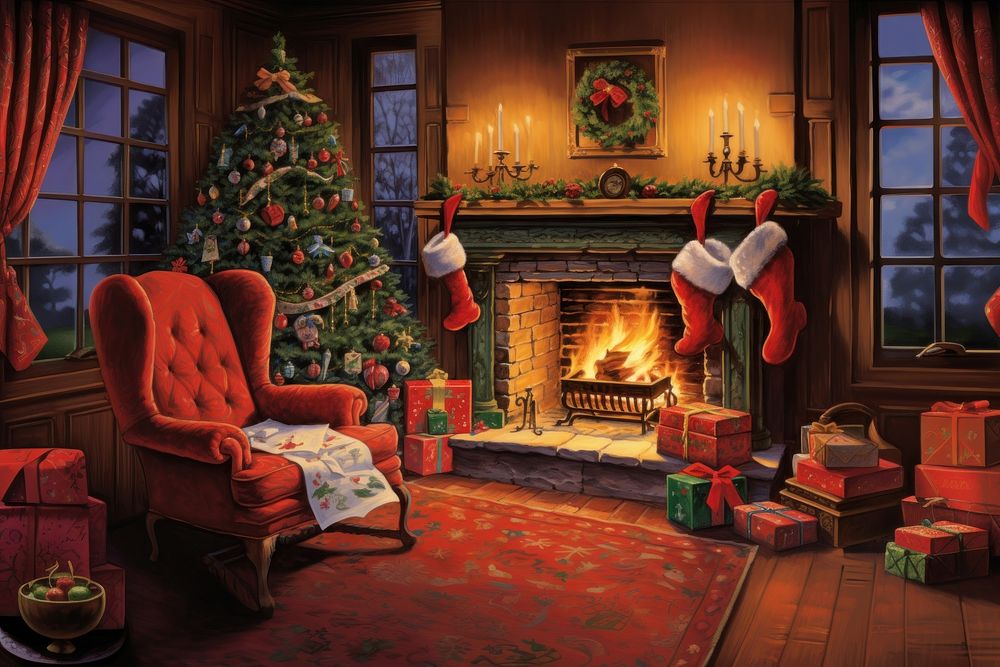 Christmas fireplace furniture hearth chair