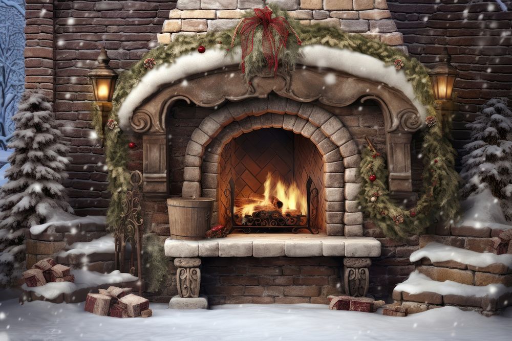 Christmas fireplace hearth architecture illuminated