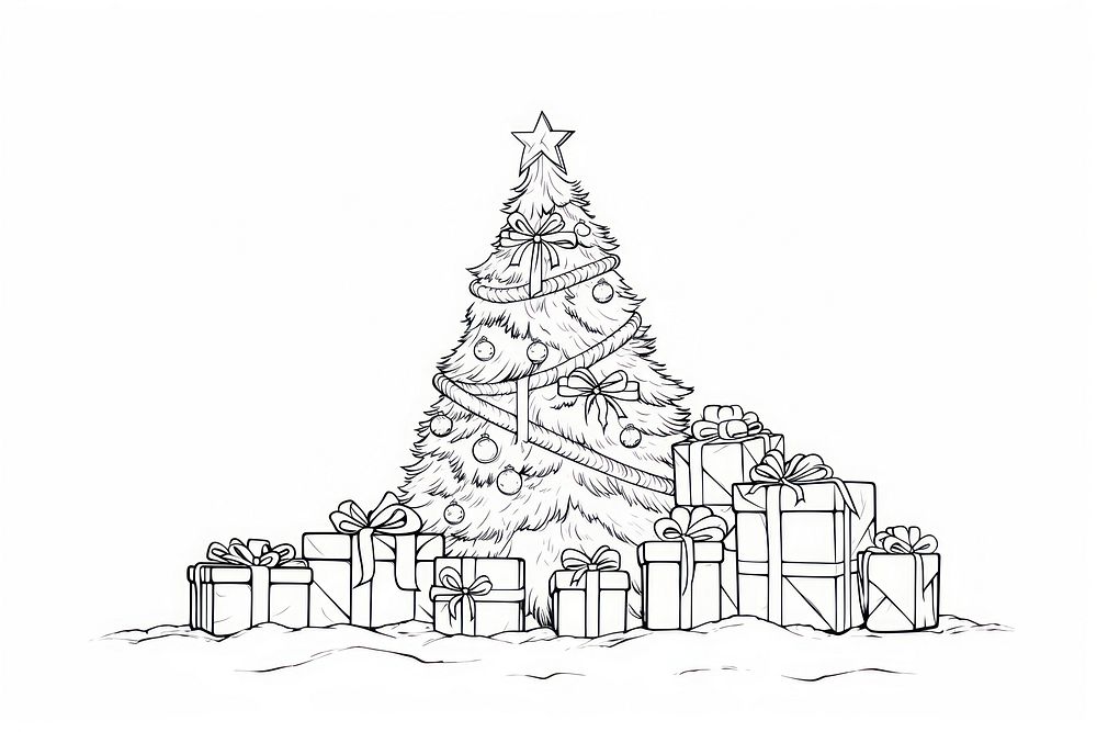 Christmas drawing sketch line. AI generated Image by rawpixel.