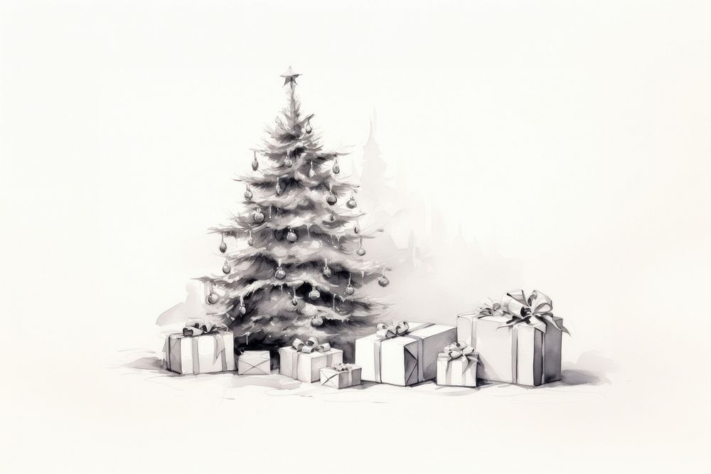 Christmas tree present plant. AI generated Image by rawpixel.