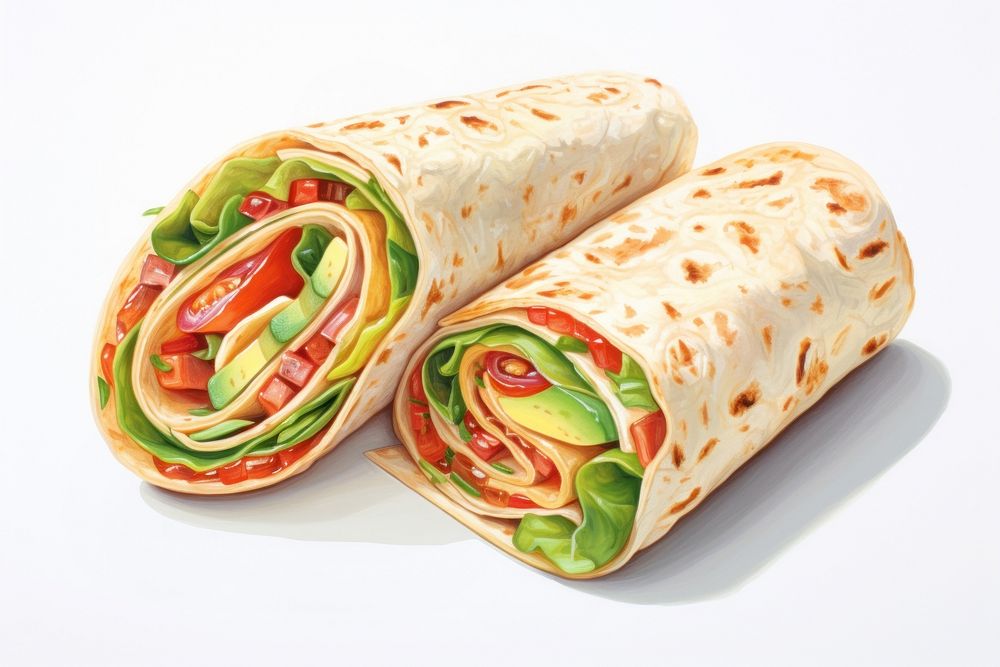 Wrap food bread white background. AI generated Image by rawpixel.