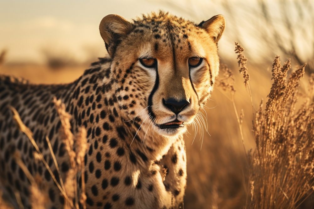 Hunting cheetah wildlife animal mammal. AI generated Image by rawpixel.