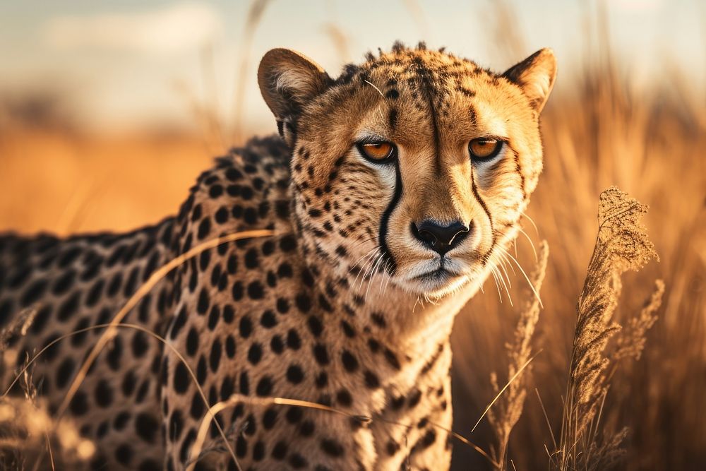 Hunting cheetah wildlife animal mammal. AI generated Image by rawpixel.