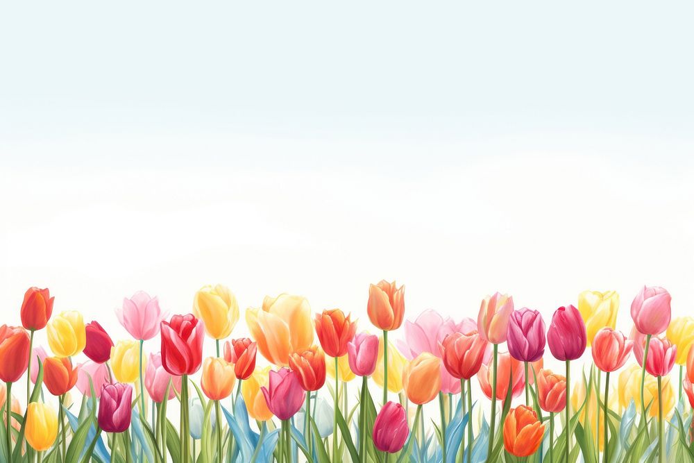 Tulip flower field backgrounds outdoors nature. AI generated Image by rawpixel.