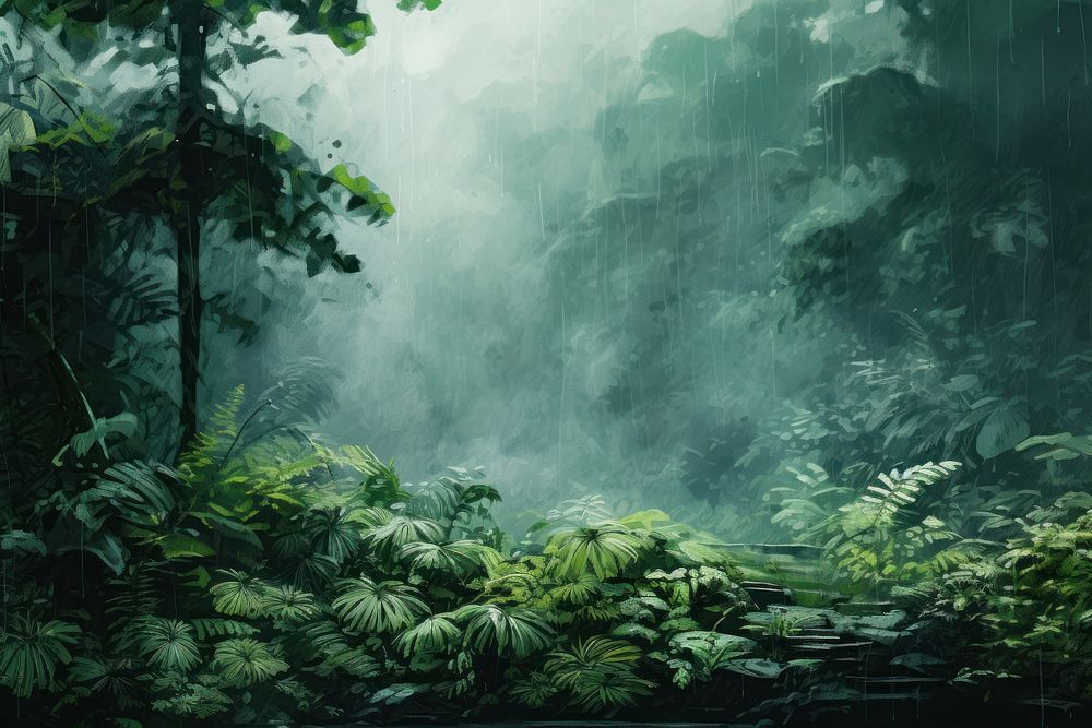 Rain forest aesthetic vegetation outdoors woodland. AI generated Image by rawpixel.