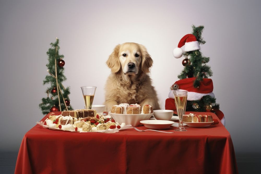 Dog christmas mammal animal food. AI generated Image by rawpixel.