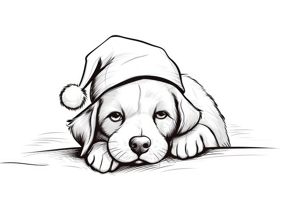 Dog christmas drawing mammal animal. AI generated Image by rawpixel.