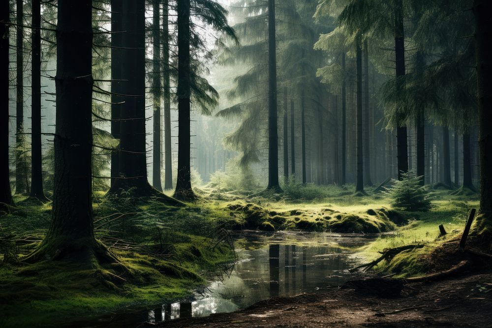 Forrest landscape woodland outdoors. AI generated Image by rawpixel.
