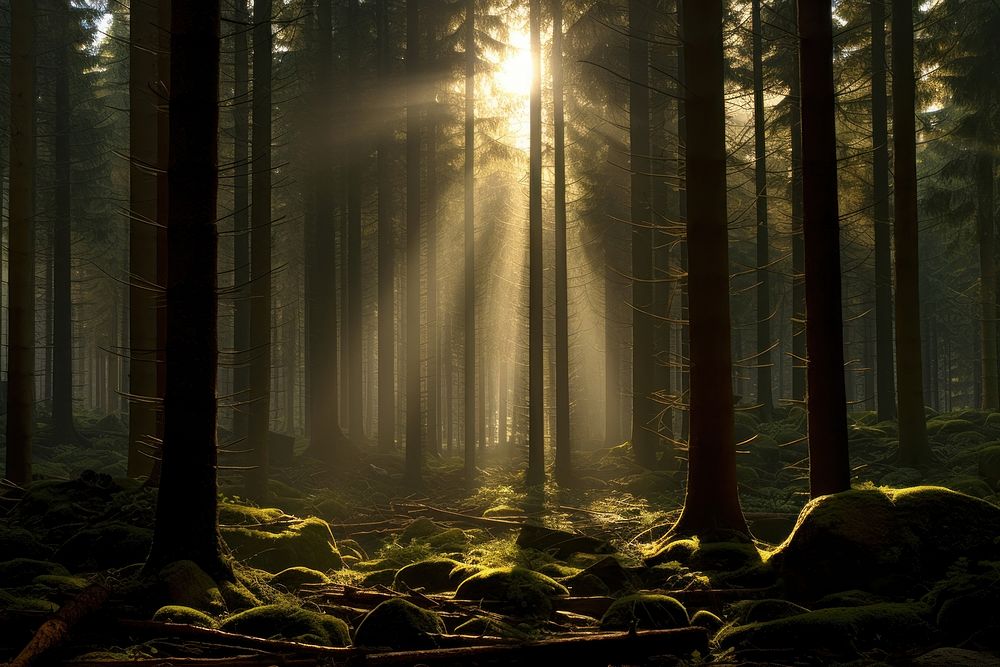 Forrest sunlight woodland outdoors. 