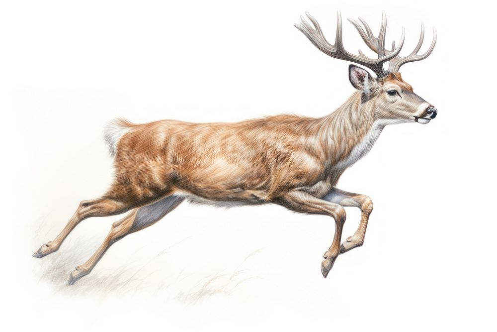 Wildlife drawing animal mammal. AI generated Image by rawpixel.