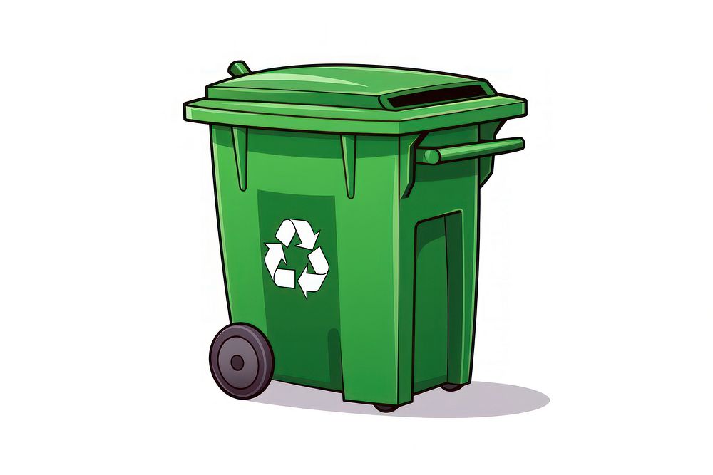 Green recycle bin cartoon white background container recycling. AI generated Image by rawpixel.