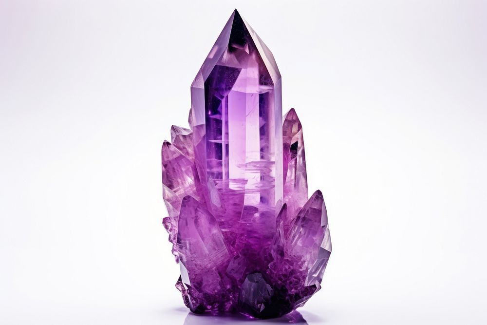Purple amethyst crystal gemstone mineral jewelry. AI generated Image by rawpixel.