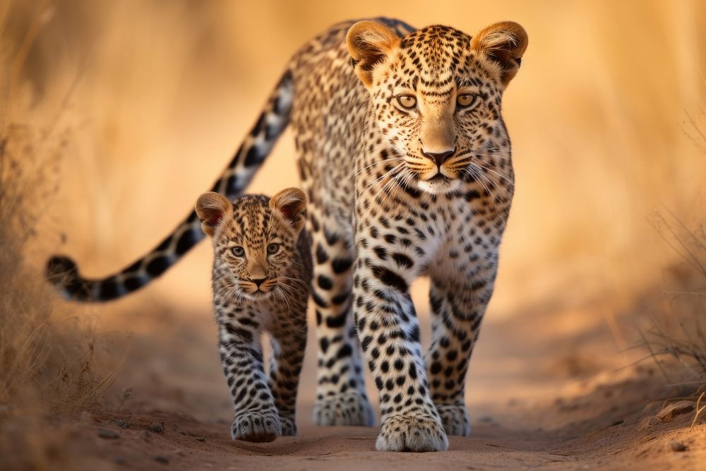 Leopard wildlife cheetah savanna. AI generated Image by rawpixel.